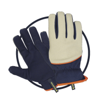 STRETCH FIT LARGE CLIP GLOVES LIGHT DUTY - DARK BLUE & WHITE
