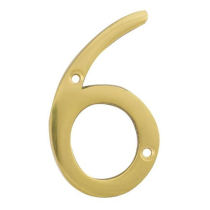 NUMBER 6 SOLID BRASS 75mm VICTORIAN DOOR NUMBER SET