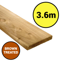 3.6x150x22 SAWN RAIL BROWN TREATED (12'x6"x1")