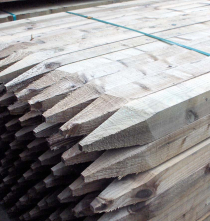 1.8x75x75mm SAWN POST POINTED GREEN TREATED (6'x3"x3")