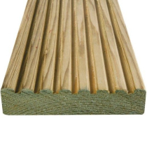 3.6x120x28mm (125x32nom) DECKING BOARD GREEN TREATED